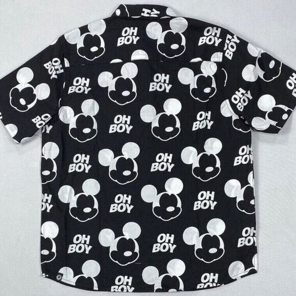 MENS NEFF DISNEY COLLECTION MICKEY MOUSE BUTTON FRONT BLACK SHIRT SIZE LG MED - Picture 2 of 7